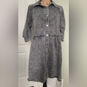 Gray Denim Button-Down Dress